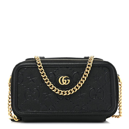 Gucci Wonka Grain Calfskin GG Monogram Star Embossed GG Top Handle Phone Case Black 1 of 10