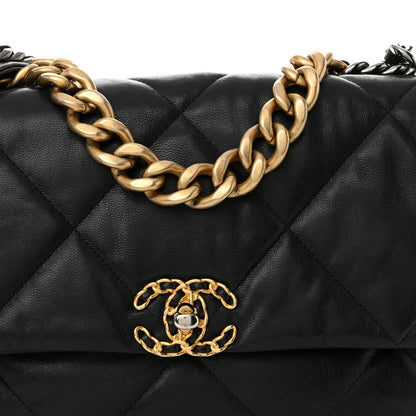 Chanel Shiny Goatskin Quilted Large Chanel 19 Flap Black 8 of 10