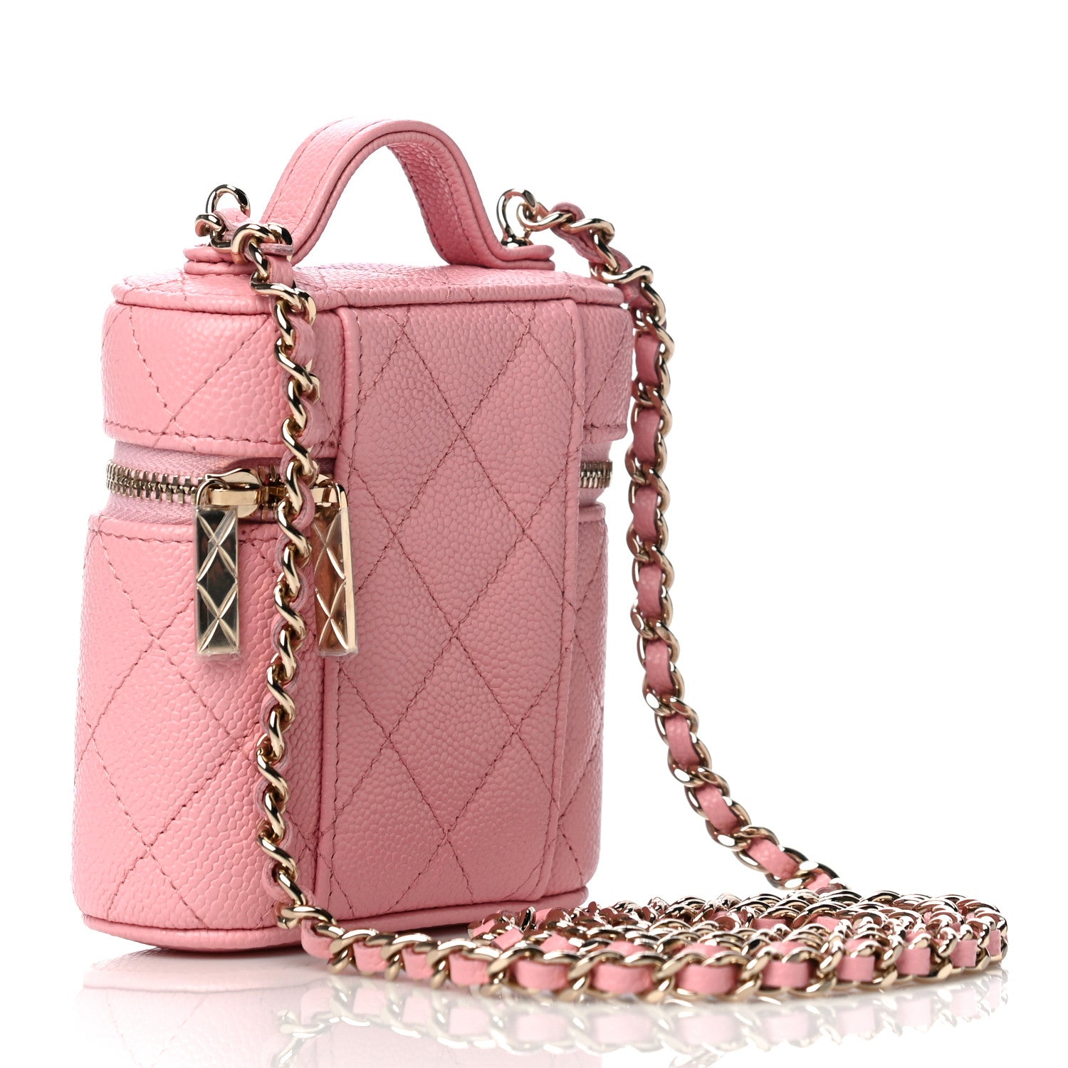 Chanel Caviar Quilted Small Handle With Care Vanity Case With Chain Pink 2 of 11
