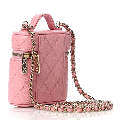 Chanel Caviar Quilted Small Handle With Care Vanity Case With Chain Pink 2 of 11