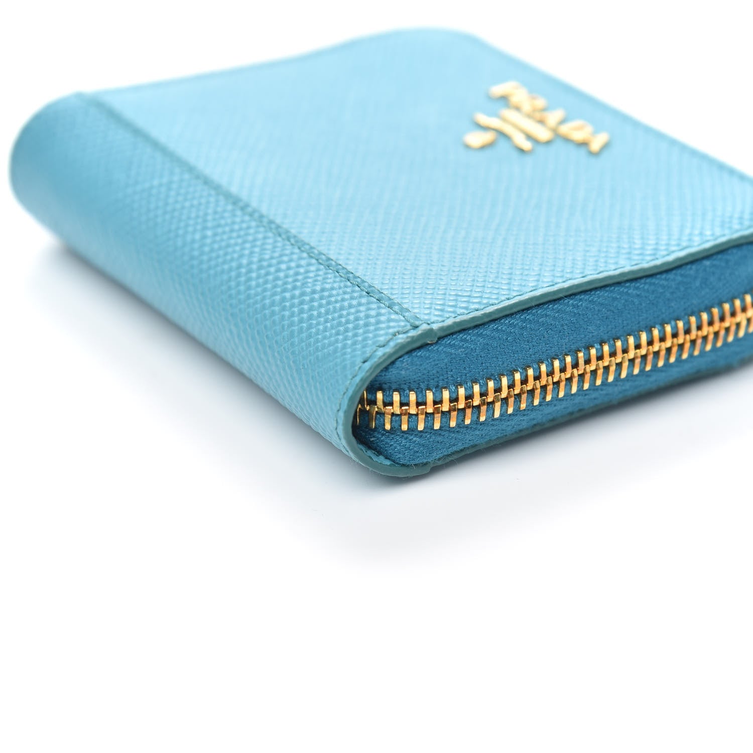 Prada Saffiano Metal Zip Coin Purse Turchese 8 of 9