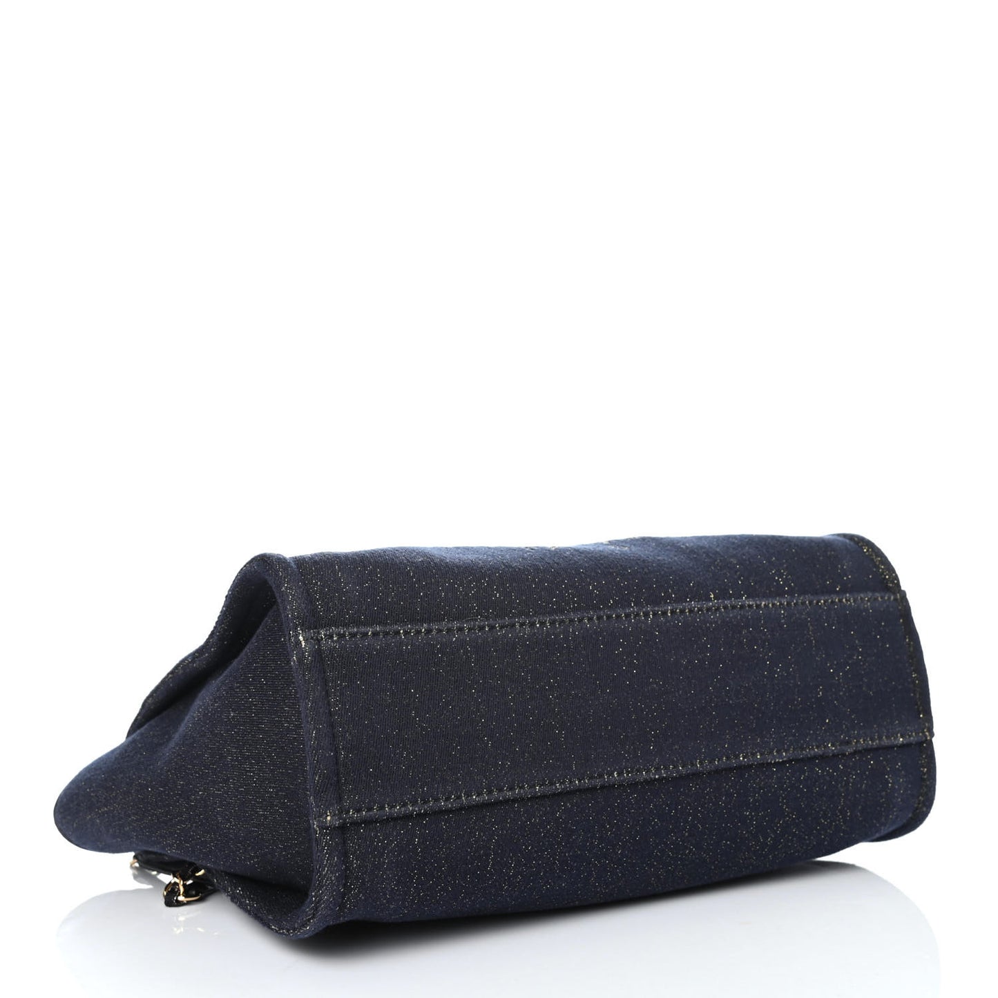 Lurex Canvas Small Deauville Tote Navy Blue Gold