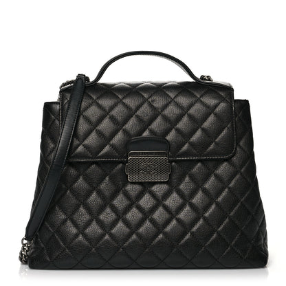 Chanel Goatskin Quilted Small CC University Shopping Tote Black 1 of 10