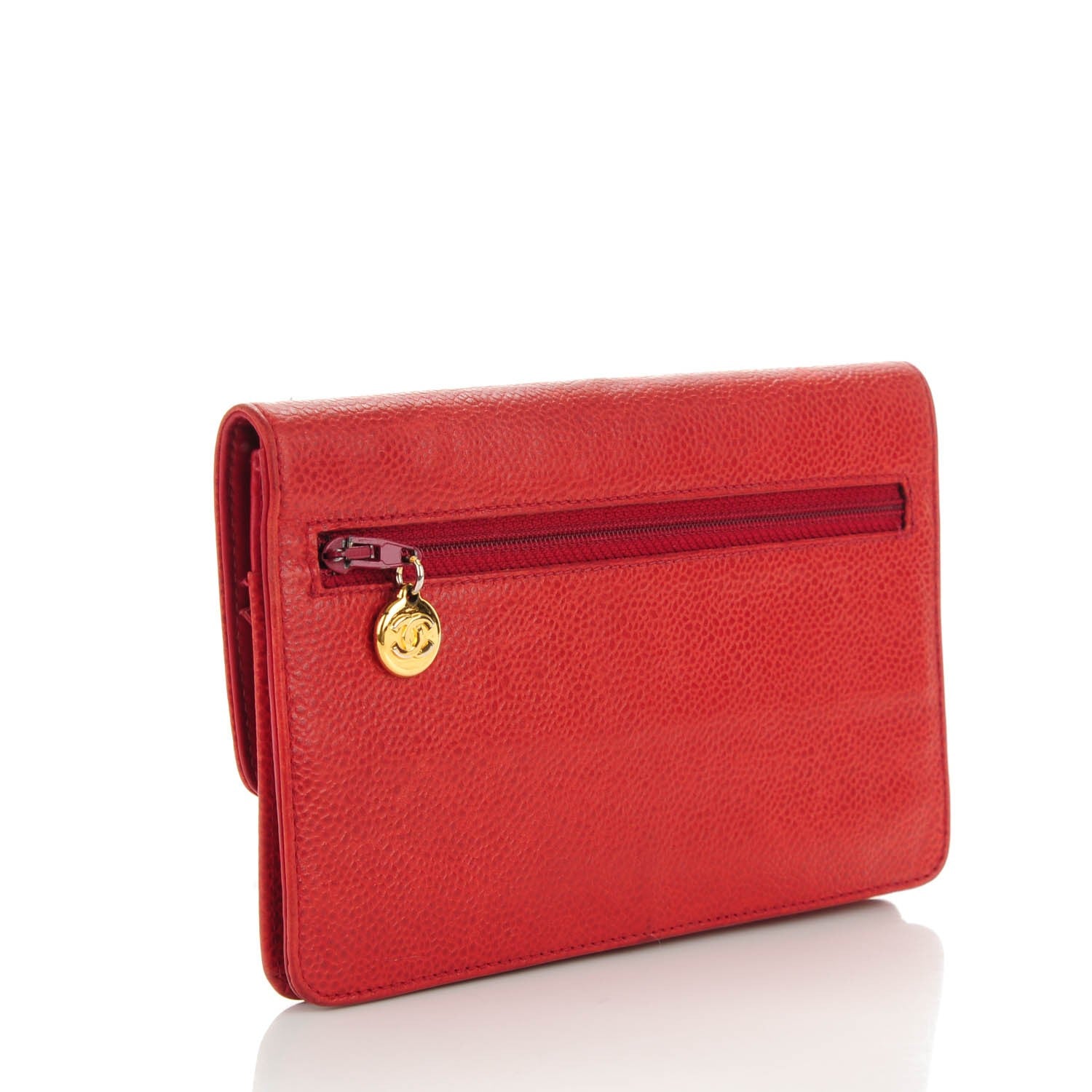 Chanel Caviar CC Flap Wallet Red 3 of 9
