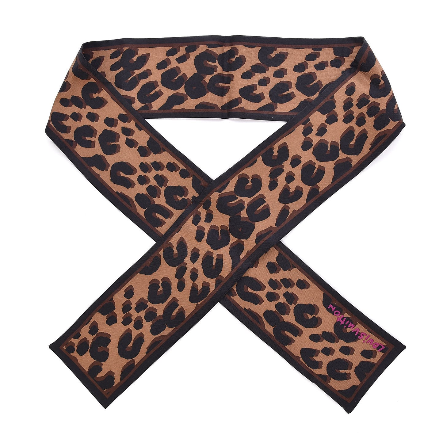 Silk Leopard Bandeau Scarf Marron