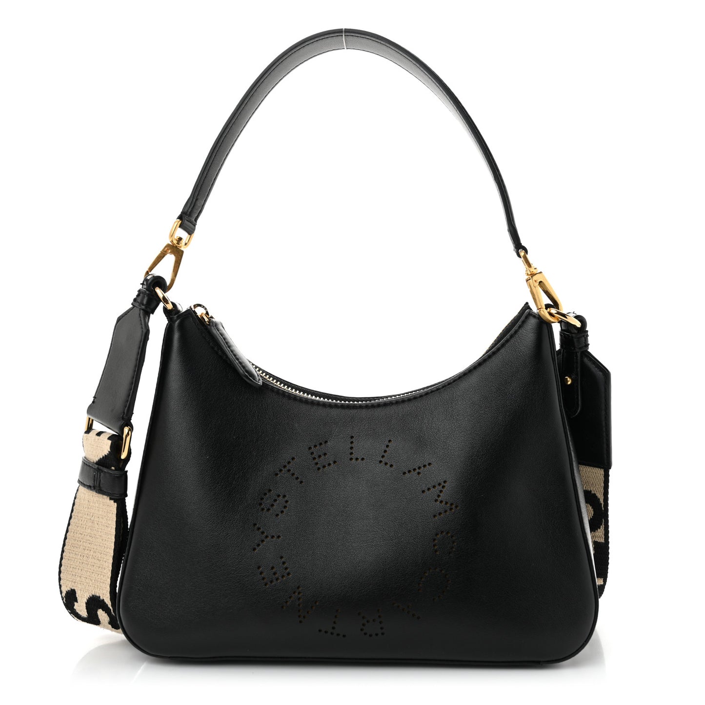 Eco Alter Nappa Perforated Logo Small Shoulder Bag Black