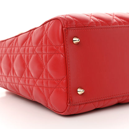 Christian Dior Lambskin Cannage Medium Lady Dior Red 9 of 15