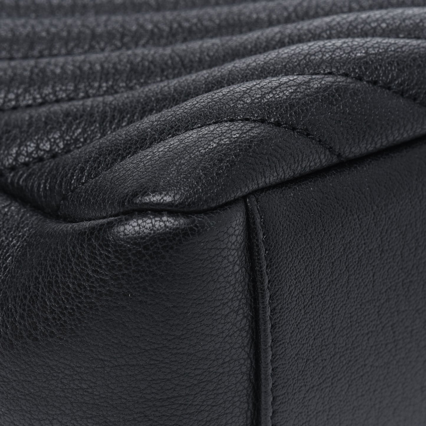 Sheepskin Matelasse Chevron Monogram Monochrome Large College Satchel Black
