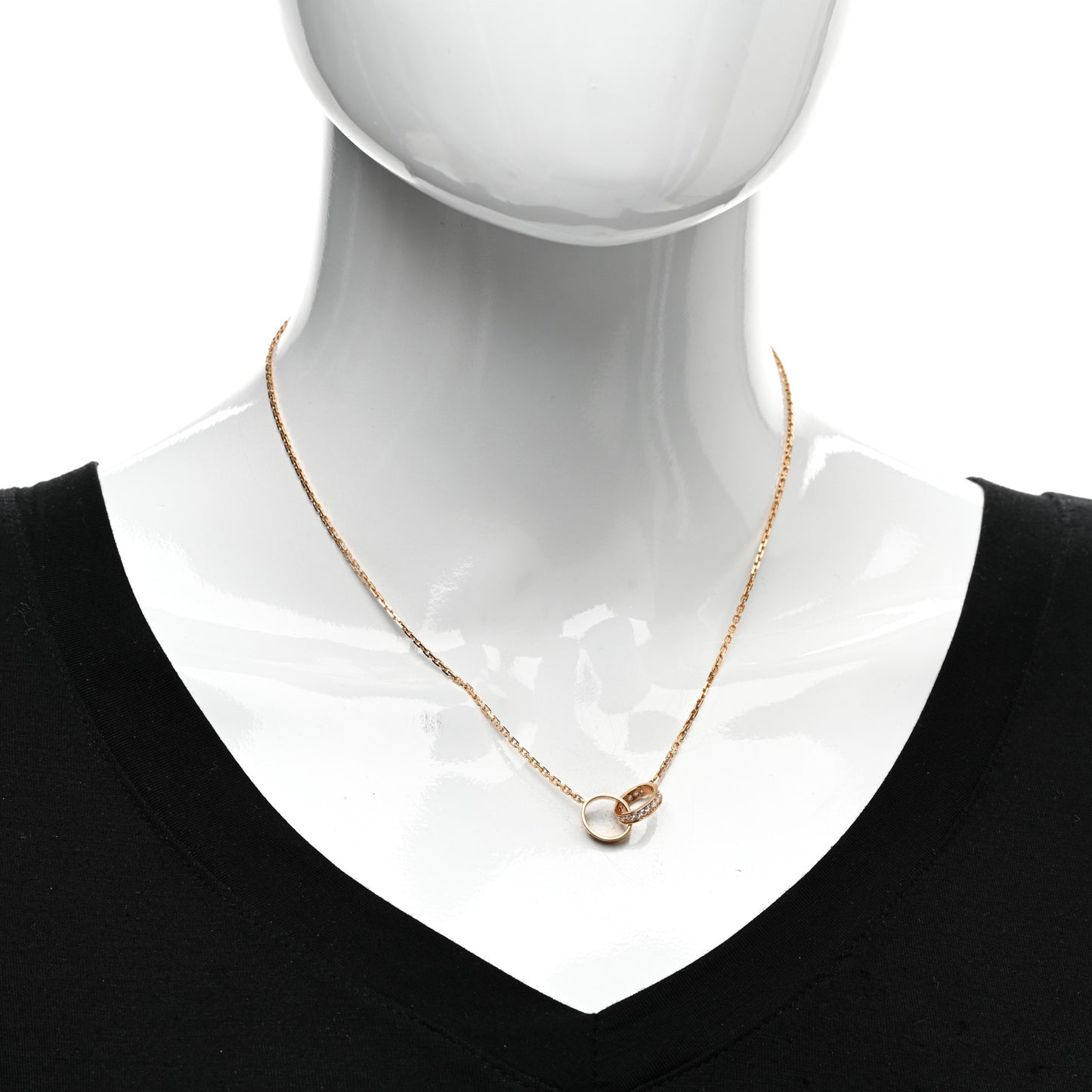 18K Pink Gold Diamond Interlocking LOVE Necklace