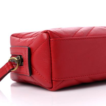 Gucci Calfskin Matelasse GG Marmont Cosmetic Case Hibiscus Red 8 of 10