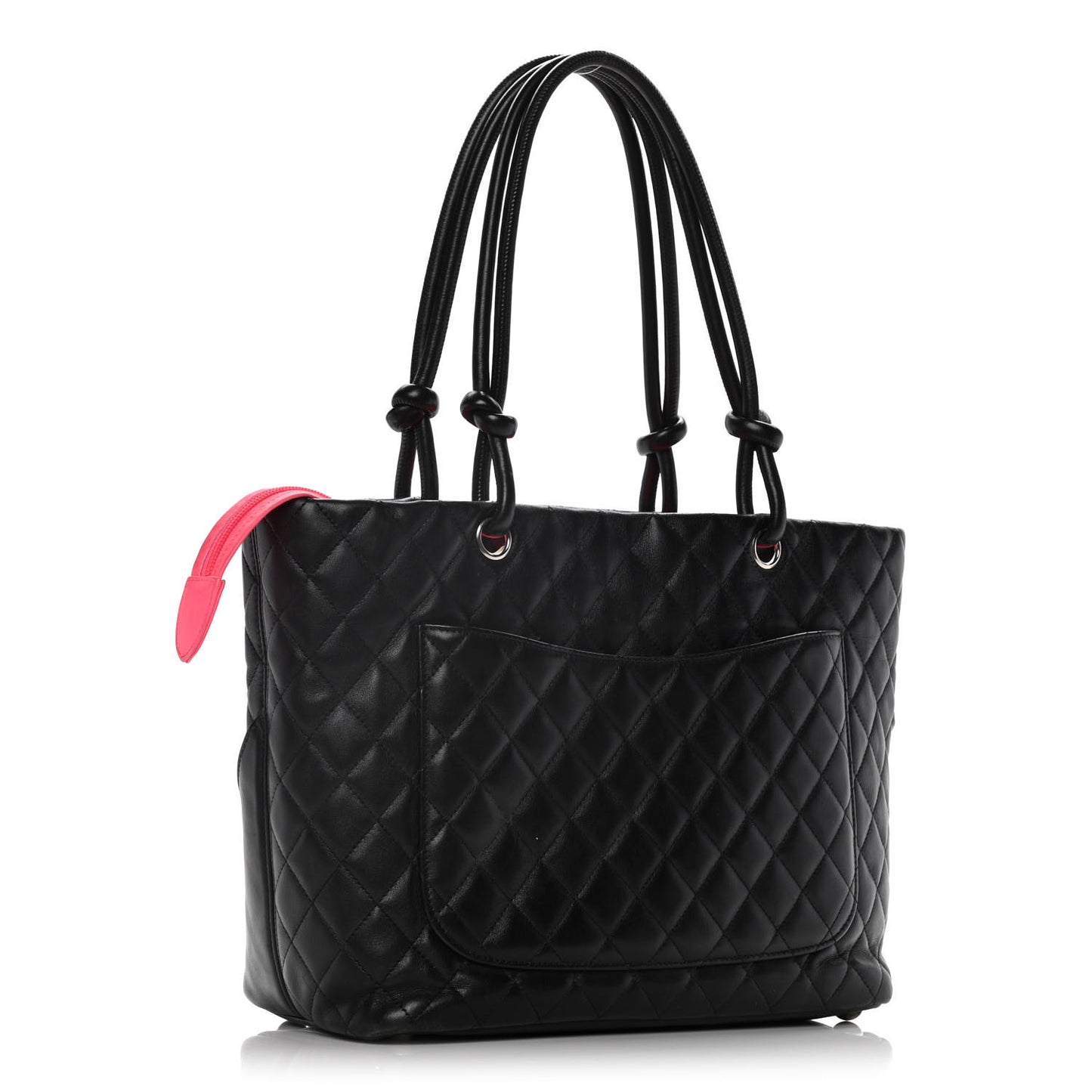 Calfskin Quilted Large Cambon Tote Black White