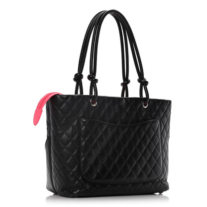 Chanel Calfskin Quilted Large Cambon Tote Black White 3 of 16