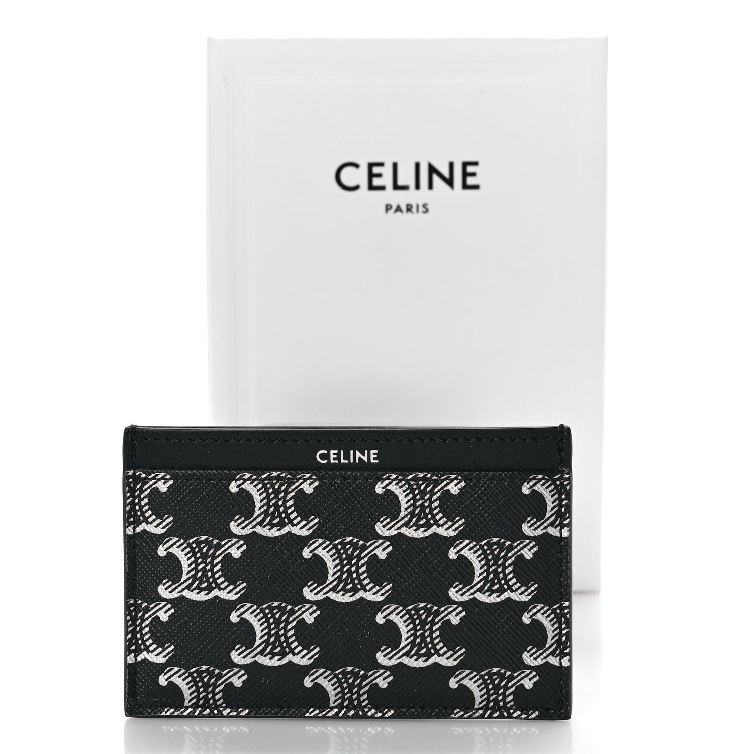 Celine Triomphe Canvas Card Holder Silver Black 9 of 9