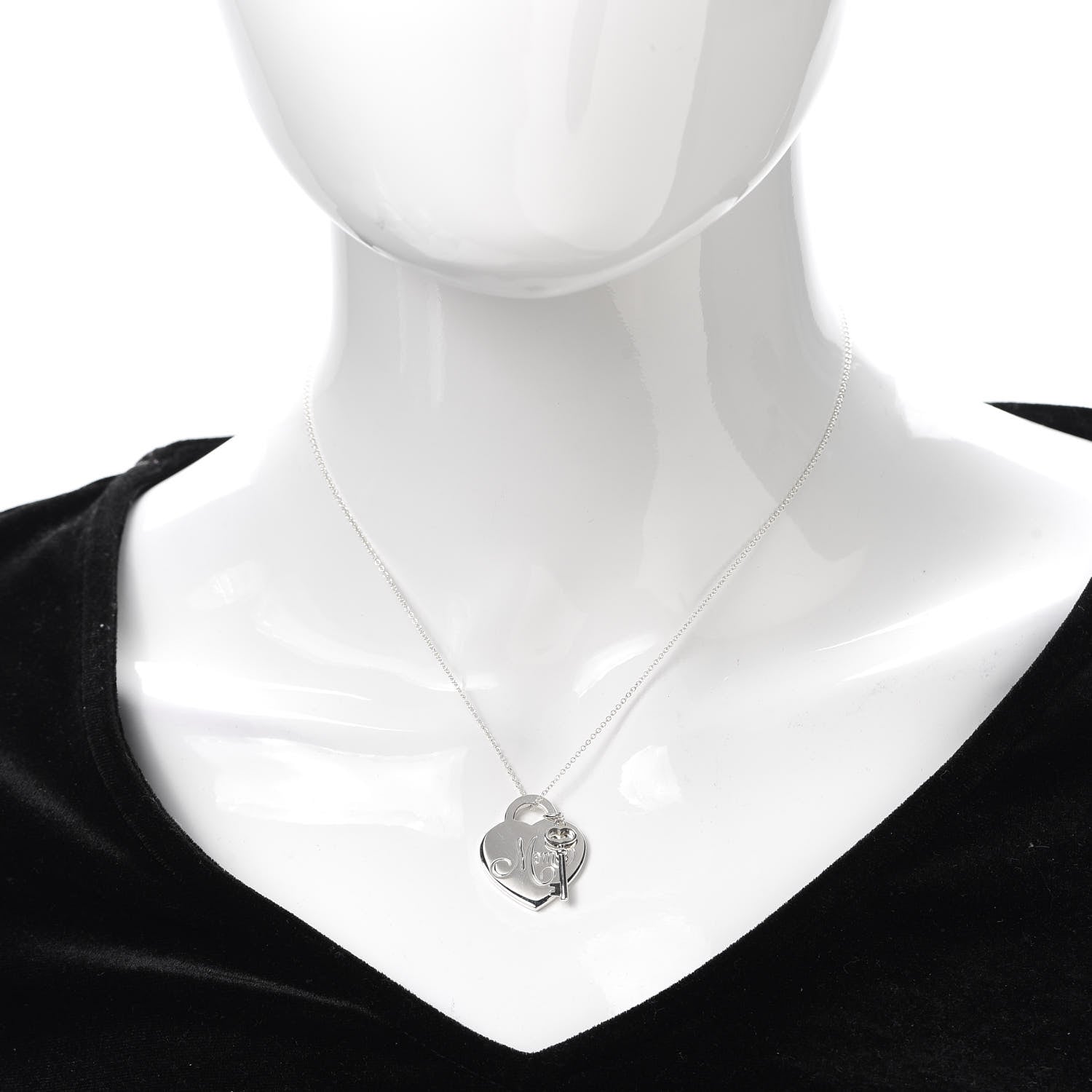 Tiffany Sterling Silver Mom Heart Tag Key Pendant Necklace 2 of 6