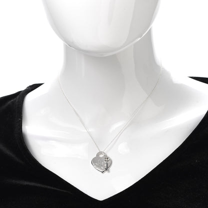 Tiffany Sterling Silver Mom Heart Tag Key Pendant Necklace 2 of 6