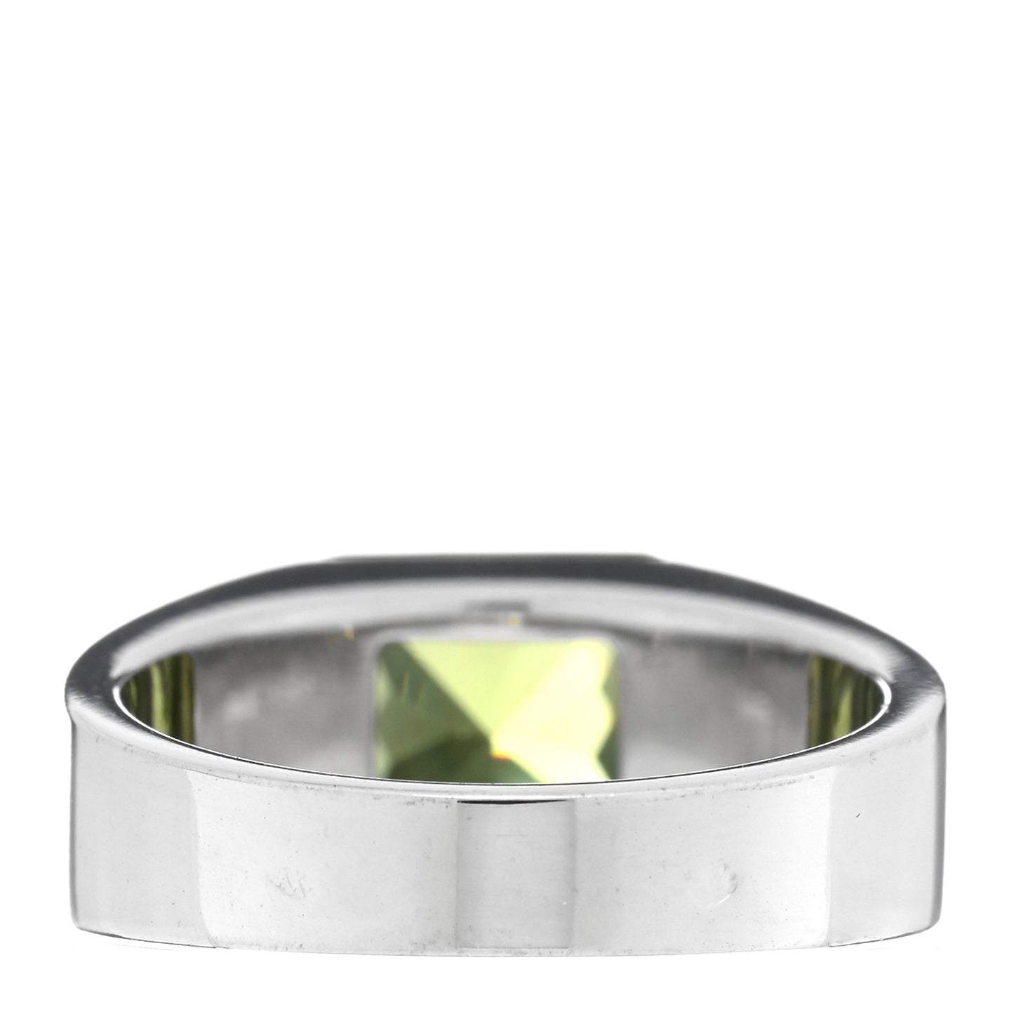 18K White Gold Peridot 8mm Tank Ring 54 7