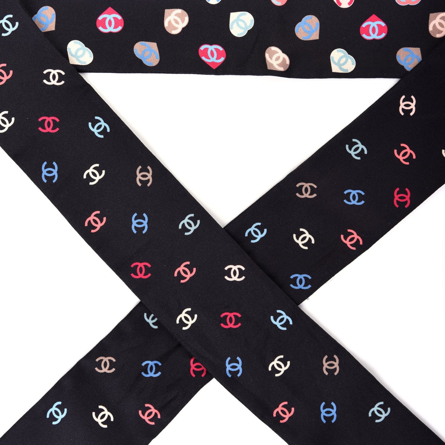 Silk Heart CC Slim Bandeau Scarf Black