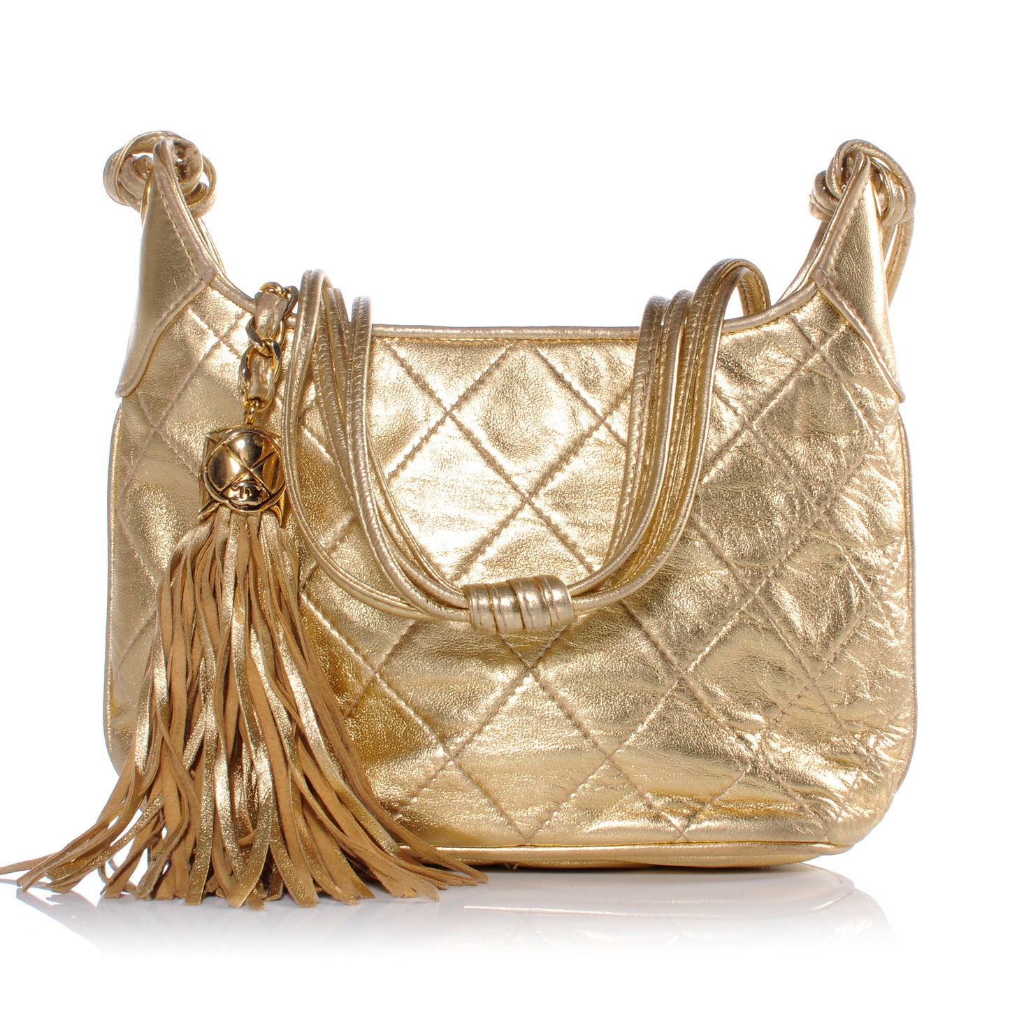 Lambskin Quilted Tassel Bag Gold