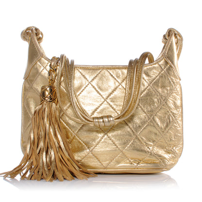 Chanel Lambskin Quilted Tassel Bag Gold 1 of 9
