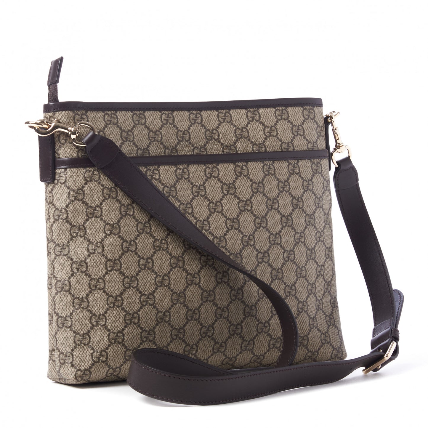 GG Plus Monogram Medium Flat Messenger Bag Dark Brown