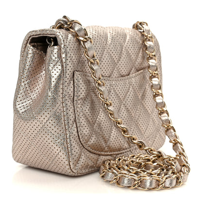 Chanel Metallic Lambskin Perforated Mini Square Flap Light Pink 3 of 11