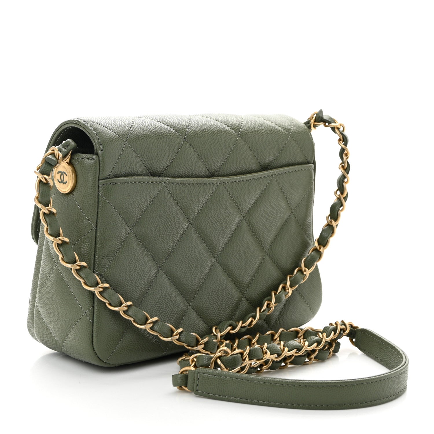 Chanel Shiny Caviar Quilted Mini Flap Khaki 3 of 11