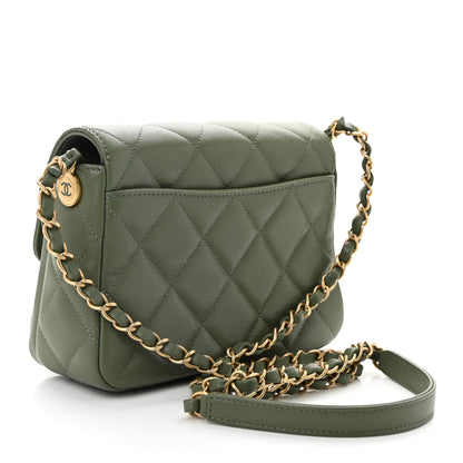 Chanel Shiny Caviar Quilted Mini Flap Khaki 3 of 11