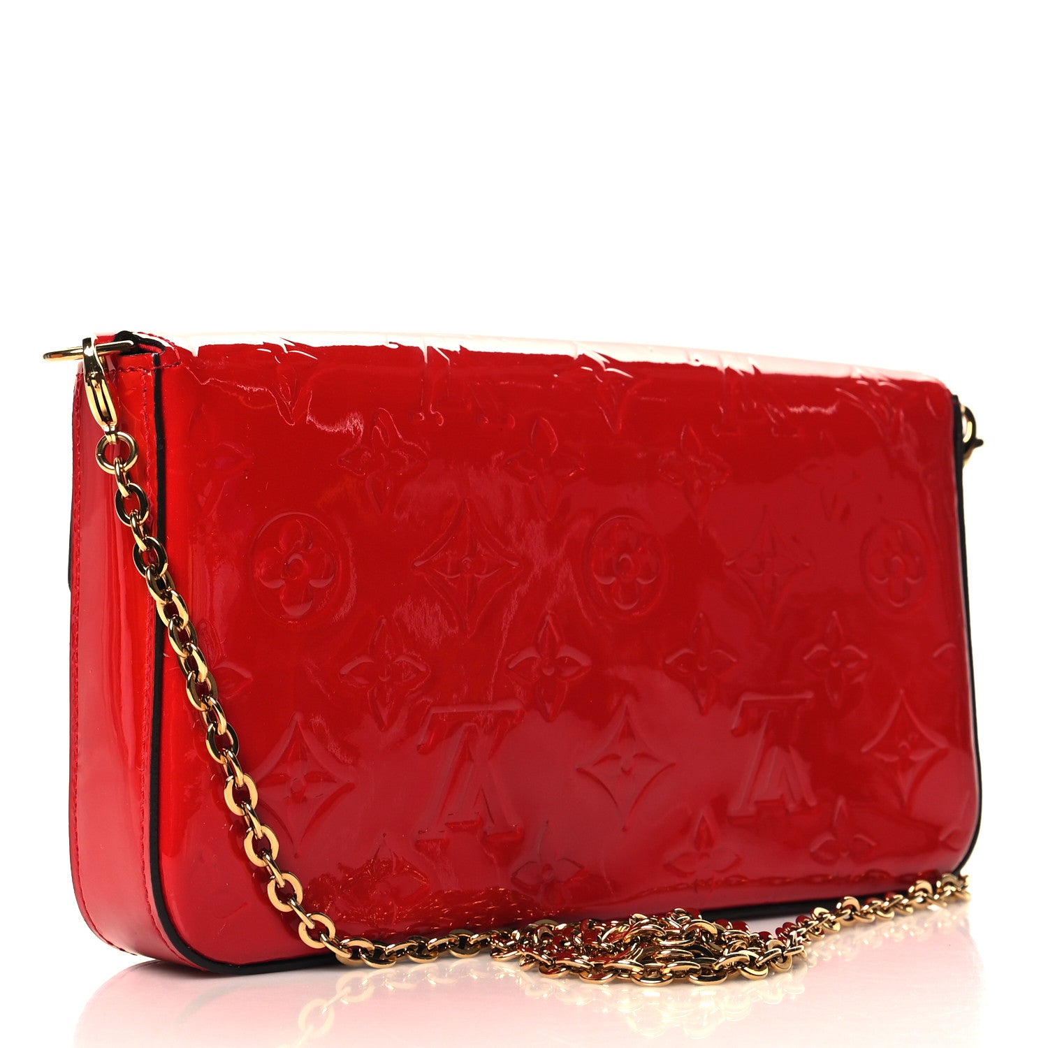 Louis Vuitton Vernis Felicie Pochette Chain Wallet Cherry 4 of 11