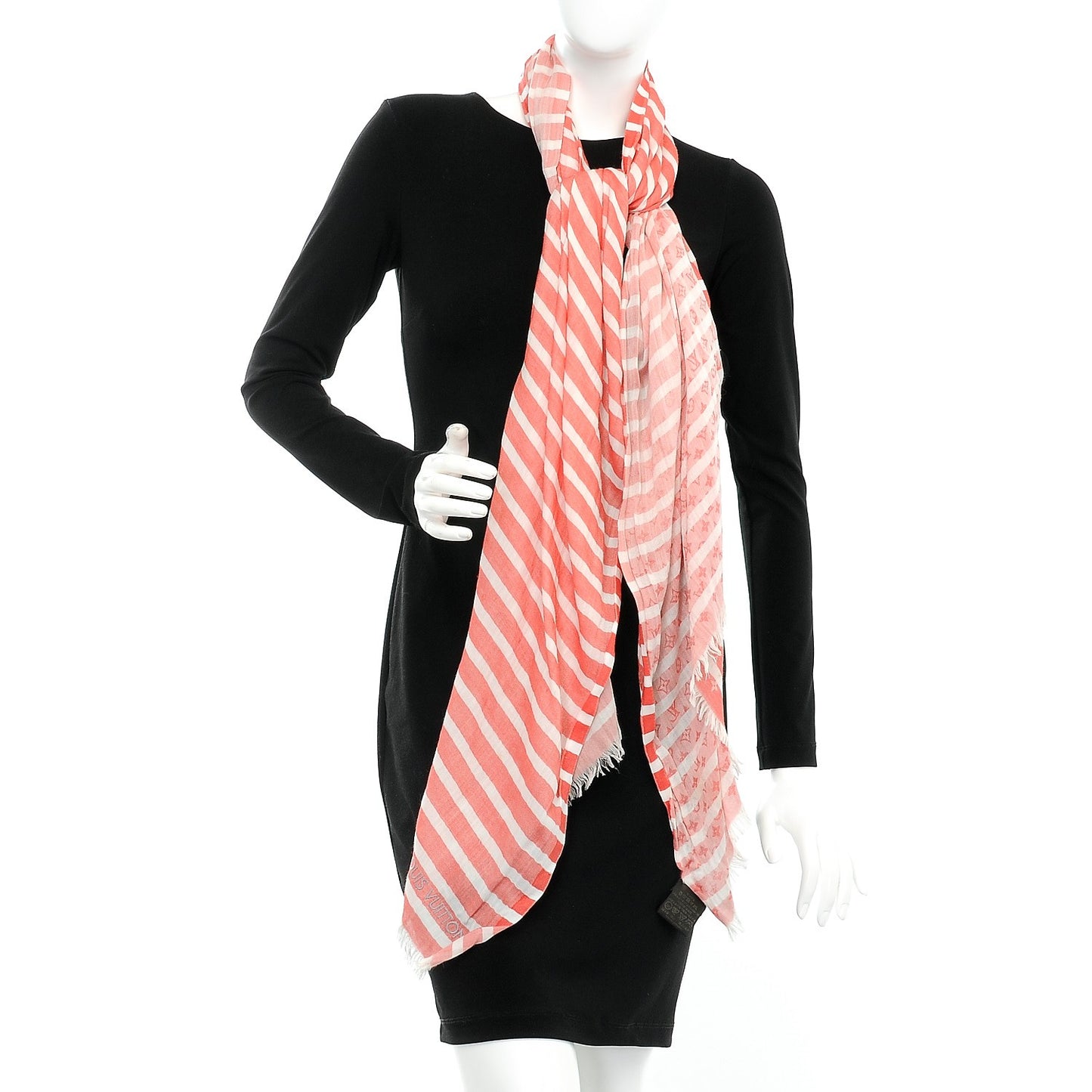 Silk Wool Rayures Shawl Red