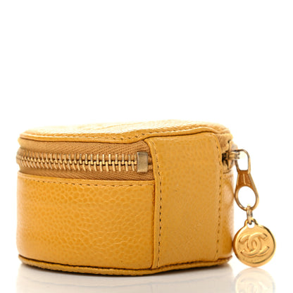 Chanel Caviar Round Jewelry Travel Case Yellow 4 of 8