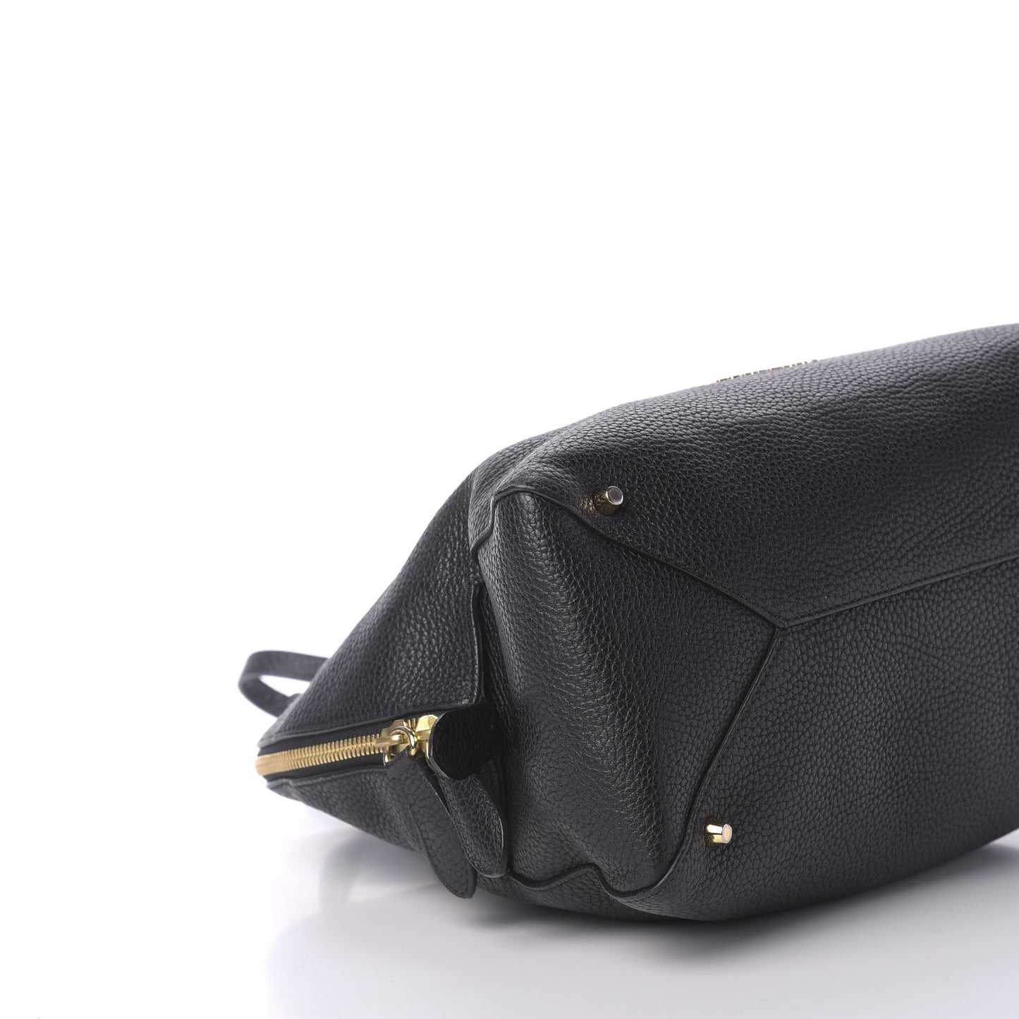 London Grainy Calfskin Medium Greenwood Bowling Bag Black