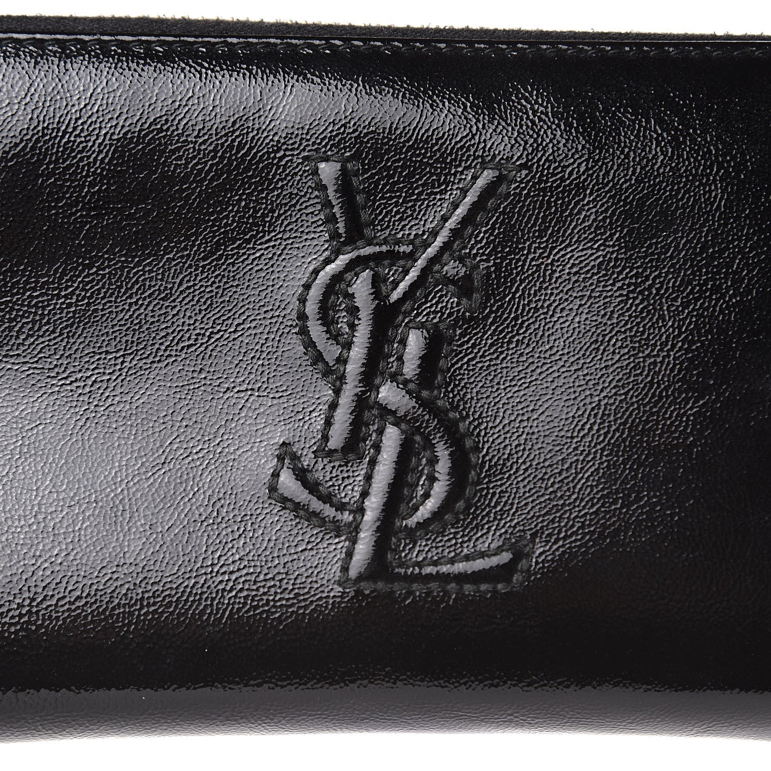 Saint Laurent Textured Patent Monogram Belle De Jour Zip Around Wallet Black 9 of 10