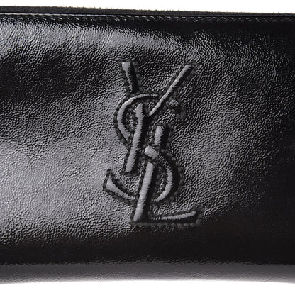 Saint Laurent Textured Patent Monogram Belle De Jour Zip Around Wallet Black 9 of 10