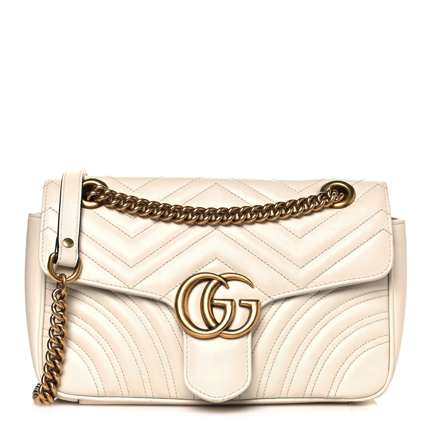 Gucci Calfskin Matelasse Small GG Marmont Shoulder Bag White 1 of 11