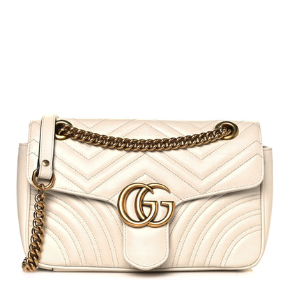 Gucci Calfskin Matelasse Small GG Marmont Shoulder Bag White 1 of 11