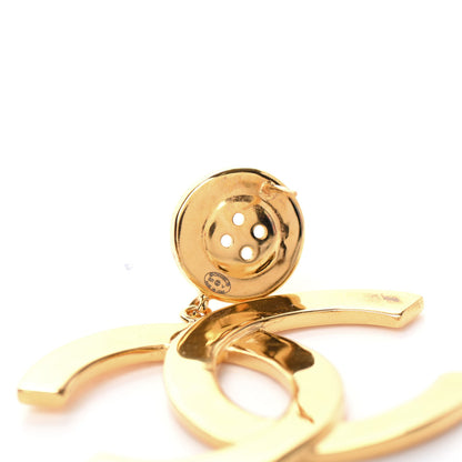 Chanel Metal Large Paris Button Earrings Gold 4 of 5