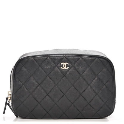 Chanel Caviar Quilted Curvy Pouch Cosmetic Case Black 1 of 8