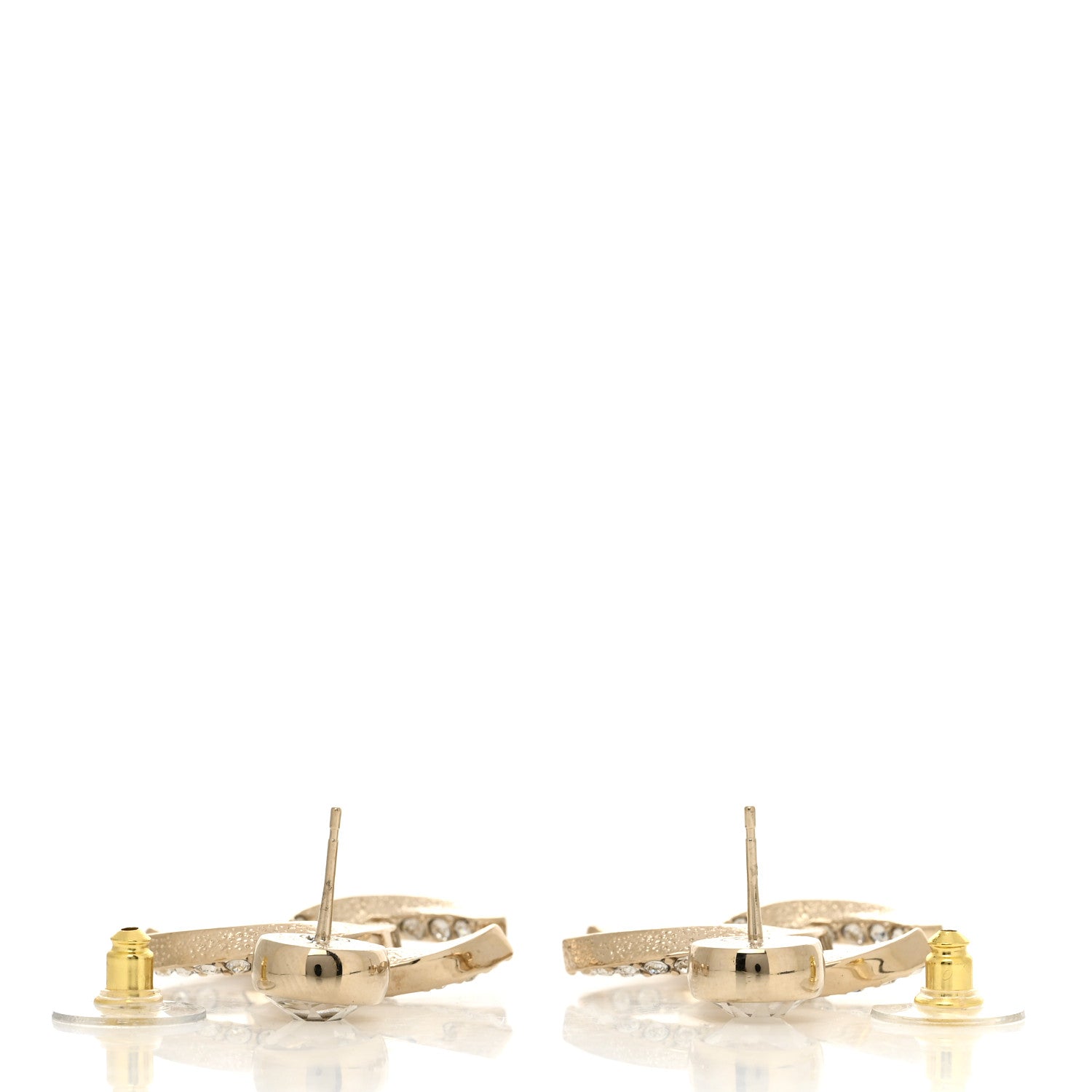 Chanel Metal Crystal CC Drop Earrings Gold 3 of 4