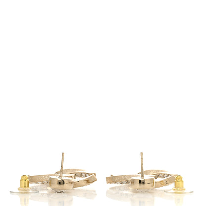 Chanel Metal Crystal CC Drop Earrings Gold 3 of 4