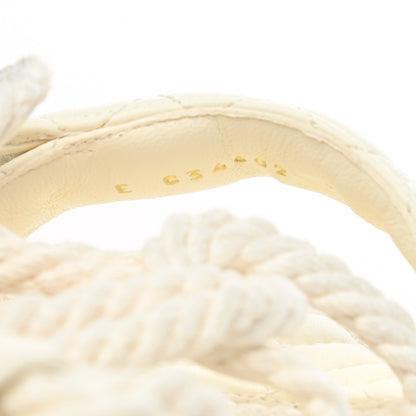 Chanel Cord Lambskin Quilted Logo Sandals 35 White 7 of 11