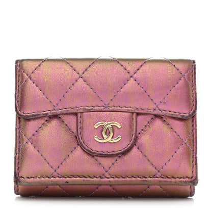 Chanel Iridescent Lambskin Quilted Double Flap Wallet Purple 1 of 14