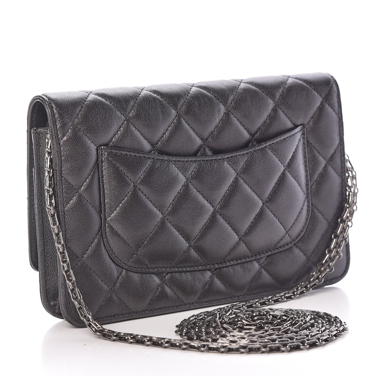 Calfskin Quilted Reissue Wallet On Chain WOC Grey