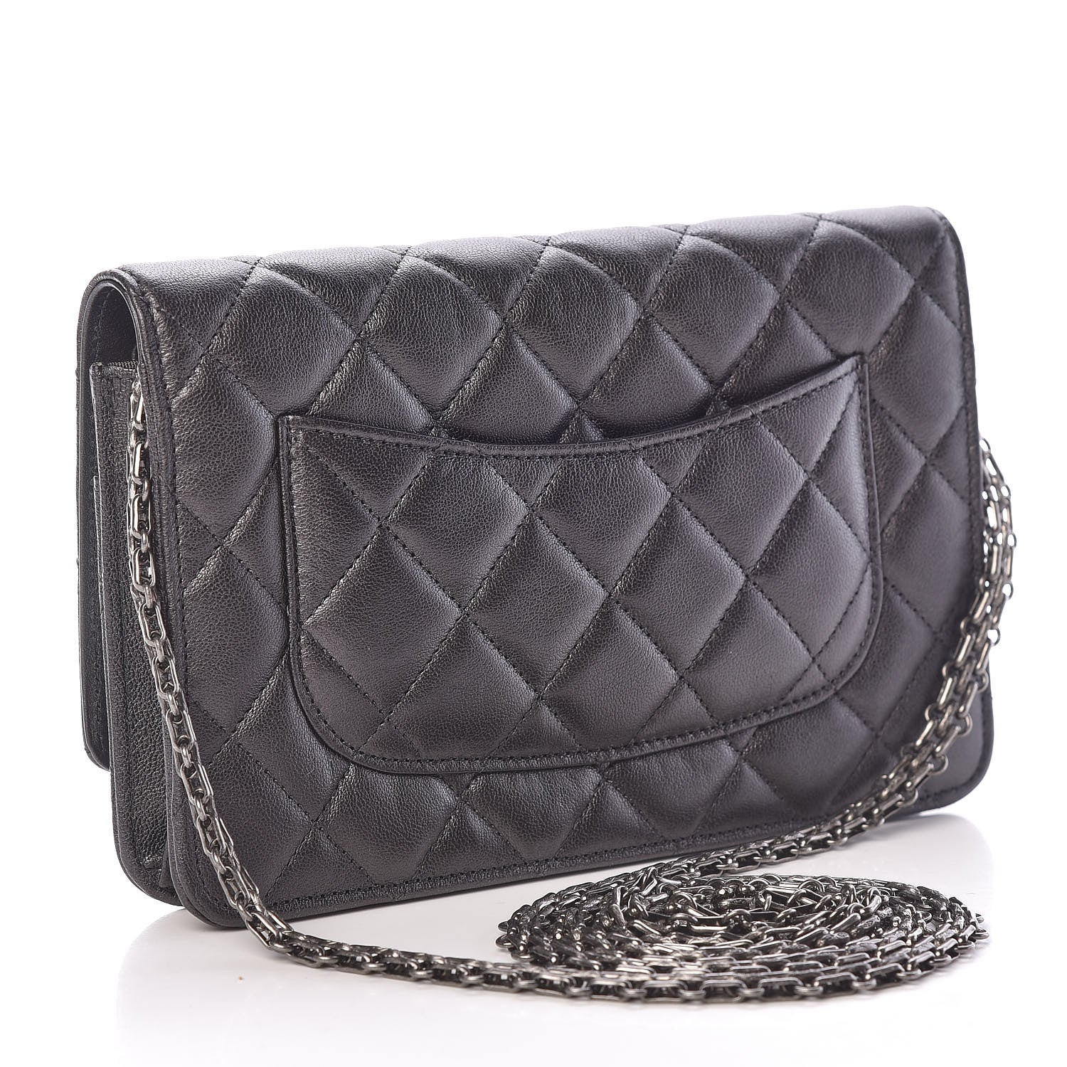Chanel Calfskin Quilted Reissue Wallet On Chain WOC Grey 3 of 12