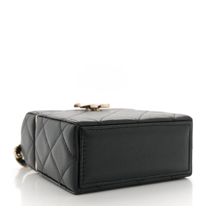 Chanel Lambskin Quilted Small Box With Chain Black 5 of 11