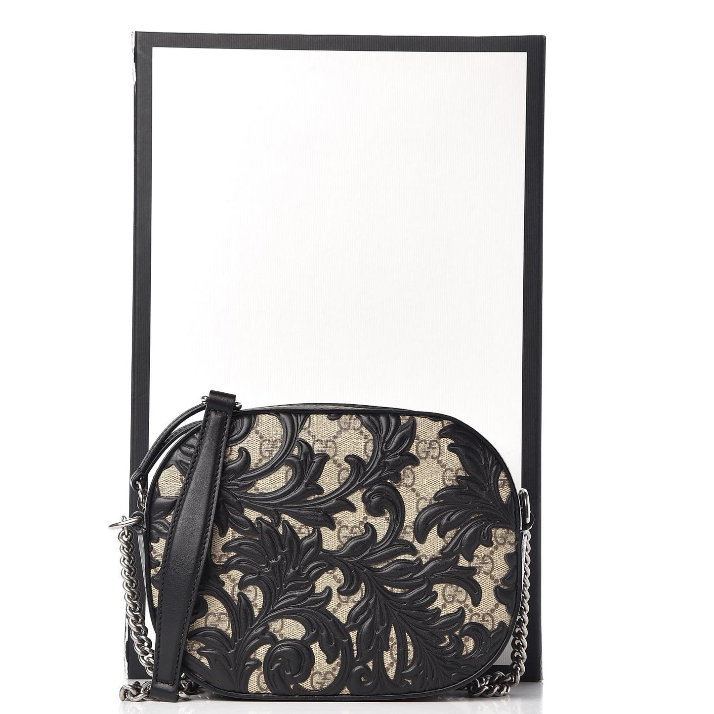 GG Supreme Monogram Arabesque Mini Chain Shoulder Bag Beige Black