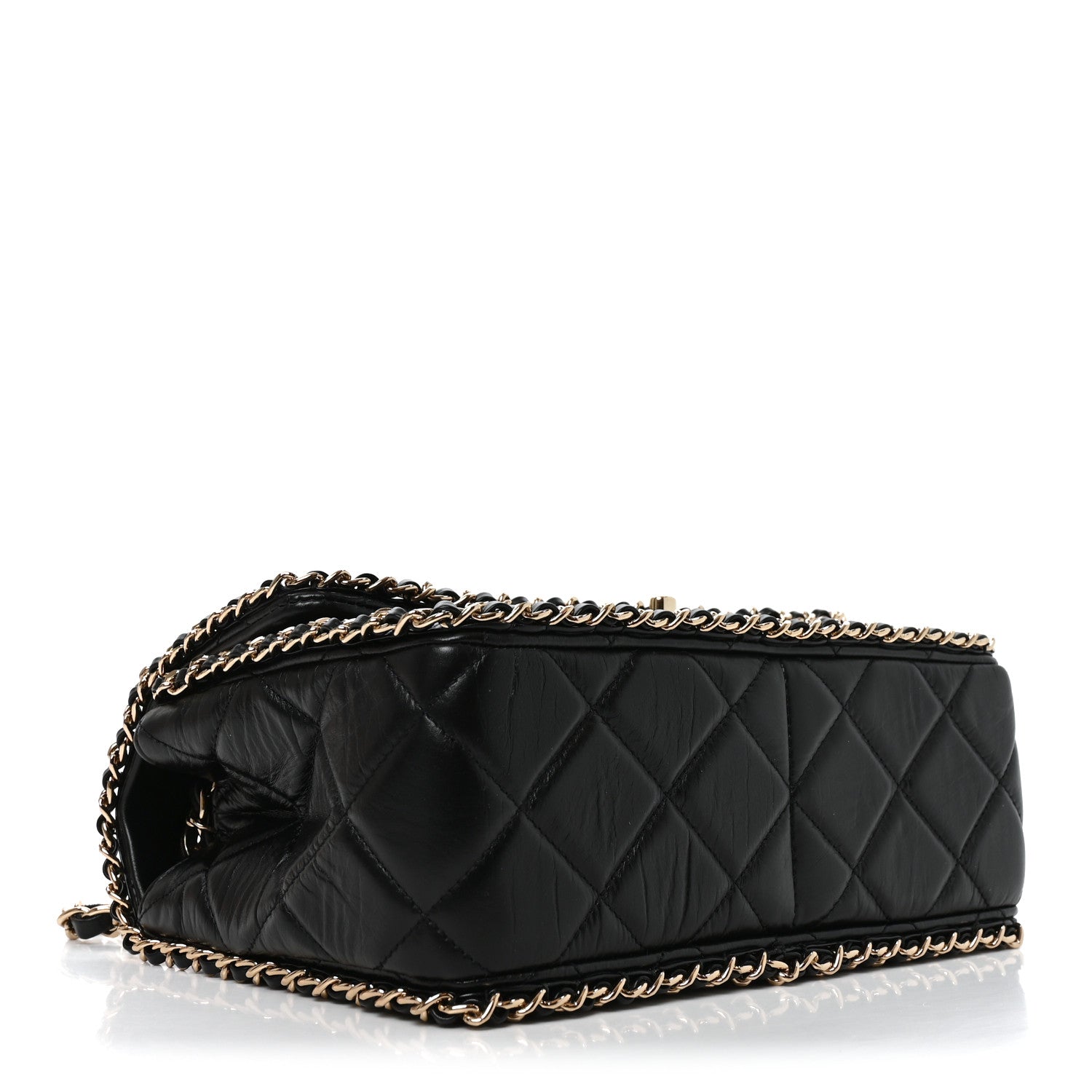 Chanel Crumpled Calfskin Medium Chain All Over Flap Black 4 of 10