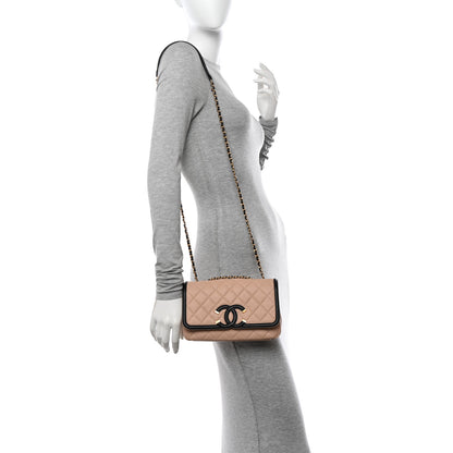 Chanel Caviar Quilted Small CC Filigree Flap Beige Black 2 of 11