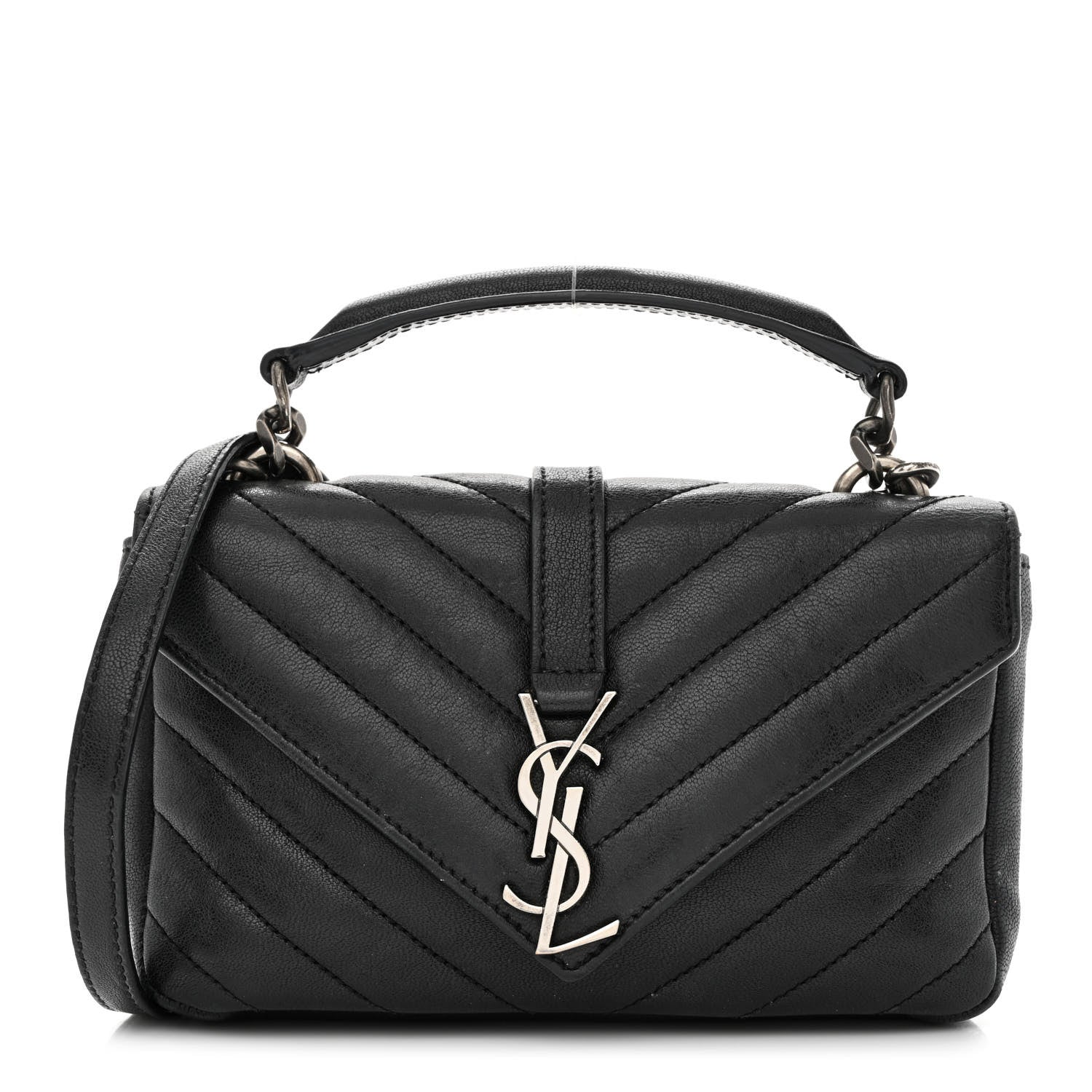 Saint Laurent Saint Laurent Chevron Shoulder Bag Black 1 of 14