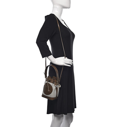 Fendi Vitello Liberty Glossy Lambskin F is Fendi Perforated Mini Mon Tresor Bucket Bag White Ice Rust Maya 2 of 9