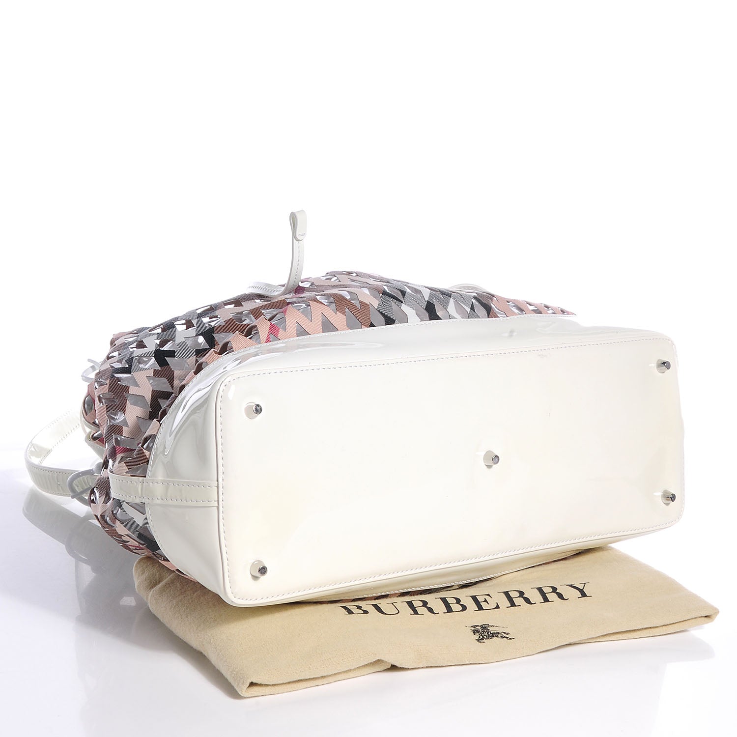 Burberry Supernova Check Net Drawstring Bag White 4 of 7